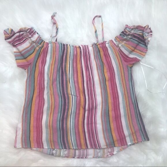 ANDREE BYUNIT STRIPED EMBROIDERED OFF SHOULDER TOP - Picture 3 of 6